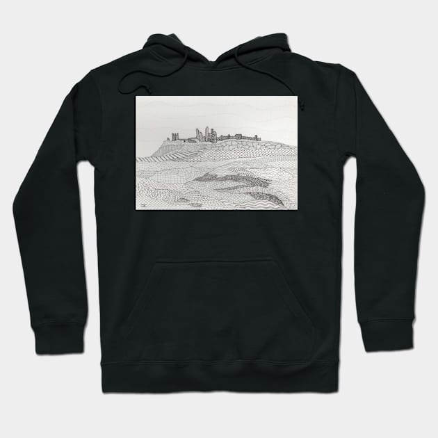 Dunstansburgh Castle, Northumberland Coast in Zentangle Landscape Hoodie by JennyCathcart